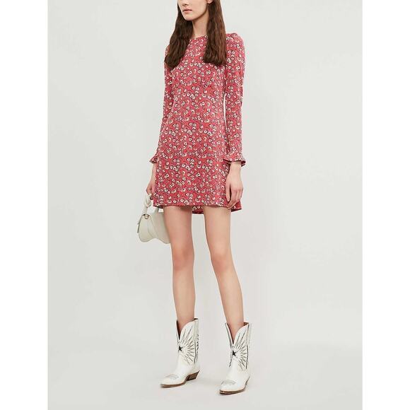 Free People Say Hello Boho Red Floral  Mini Dress - Picture 3 of 12